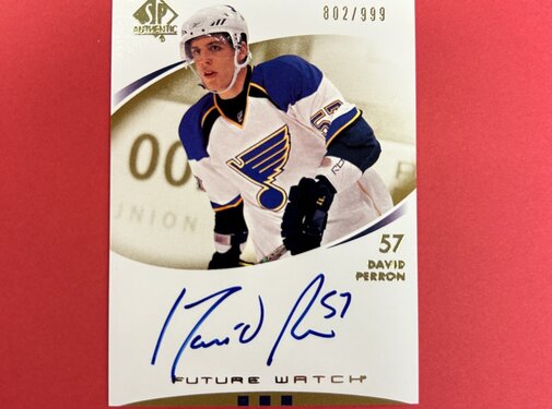 UPPER DECK 2007-08 SP AUTHENTIC DAVID PERRON FUTURE WATCH AUTO /999