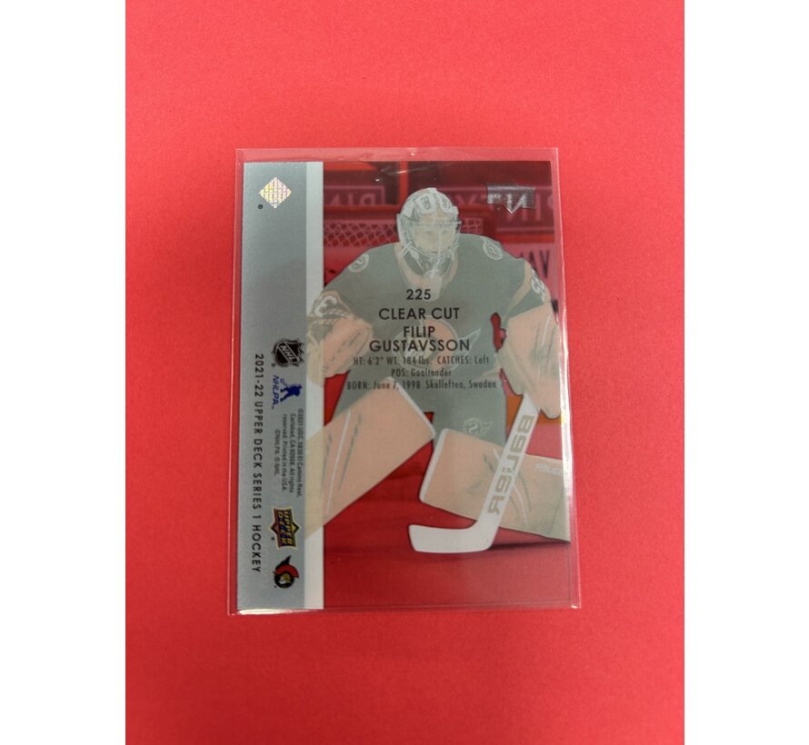 202122 UPPER DECK SERIES 1 FILIP GUSTAVSSON YOUNG GUNS CLEAR CUT