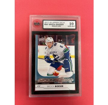 UPPER DECK 2017-18 UPPER DECK SERIES 1 BROCK BOESER YOUNG GUNS KSA GRADED 10