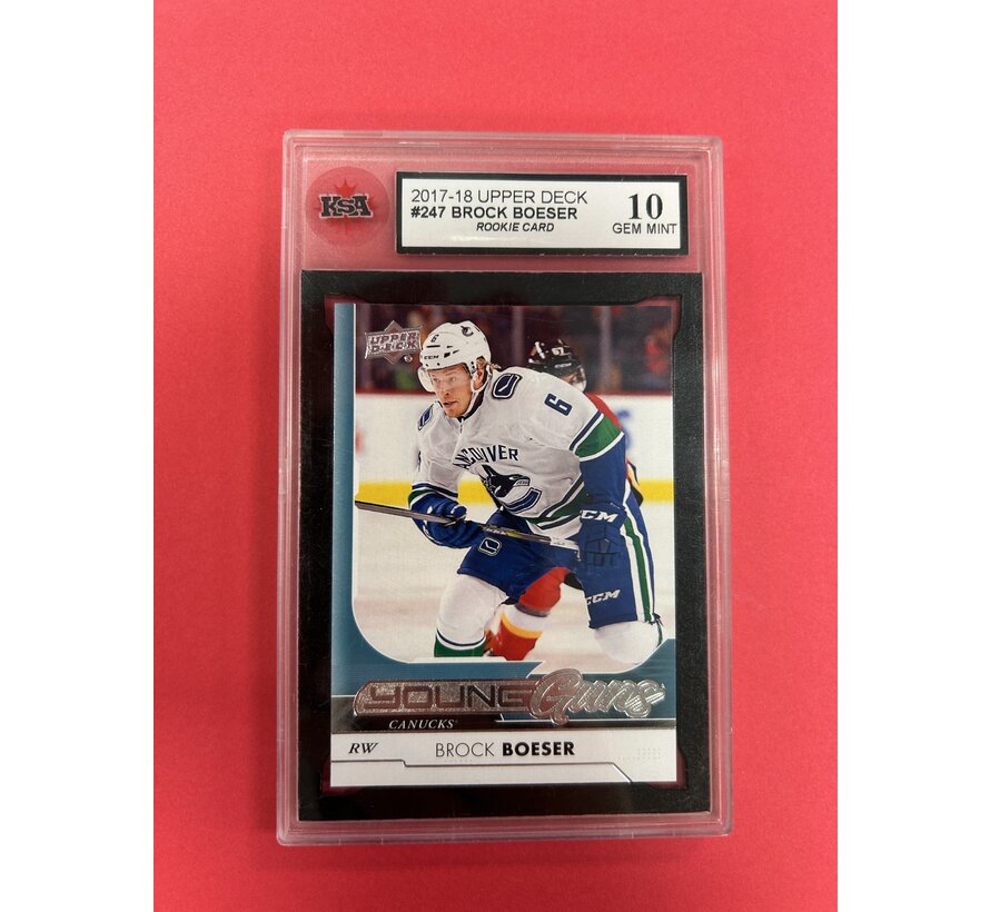 2017-18 UPPER DECK SERIES 1 BROCK BOESER YOUNG GUNS KSA GRADED 10