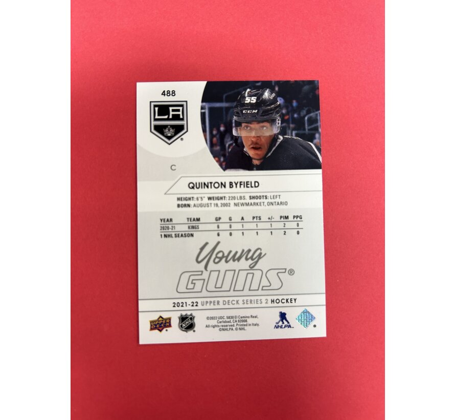 2021-22 UPPER DECK SERIES 2 QUINTON BYFIELD YOUNG GUNS