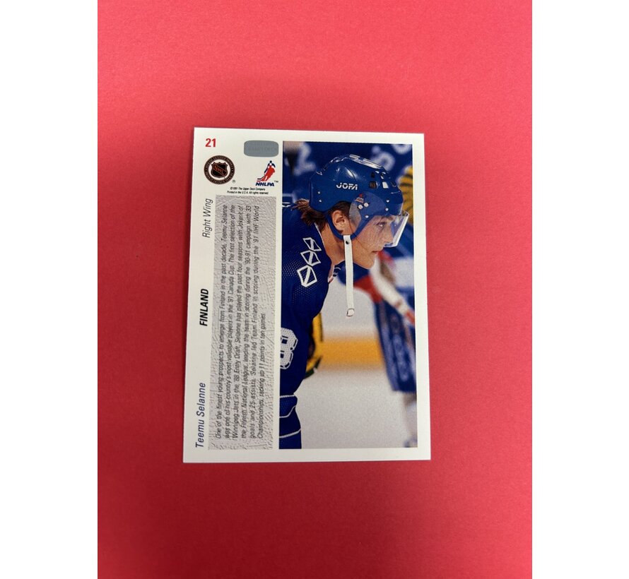 1991-92 TEEMU SELANNE SIGNED ROOKIE CARD PASTIME SPORTS COA #21