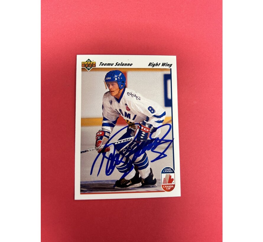 1991-92 TEEMU SELANNE SIGNED ROOKIE CARD PASTIME SPORTS COA #21