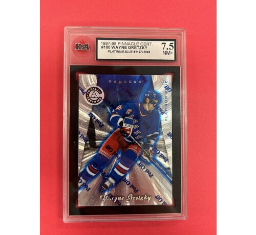 PINNACLE 1997-98 PINNACLE CERT. #100 WAYNE GRETZKY PLATINUM BLUE KSA 7.5