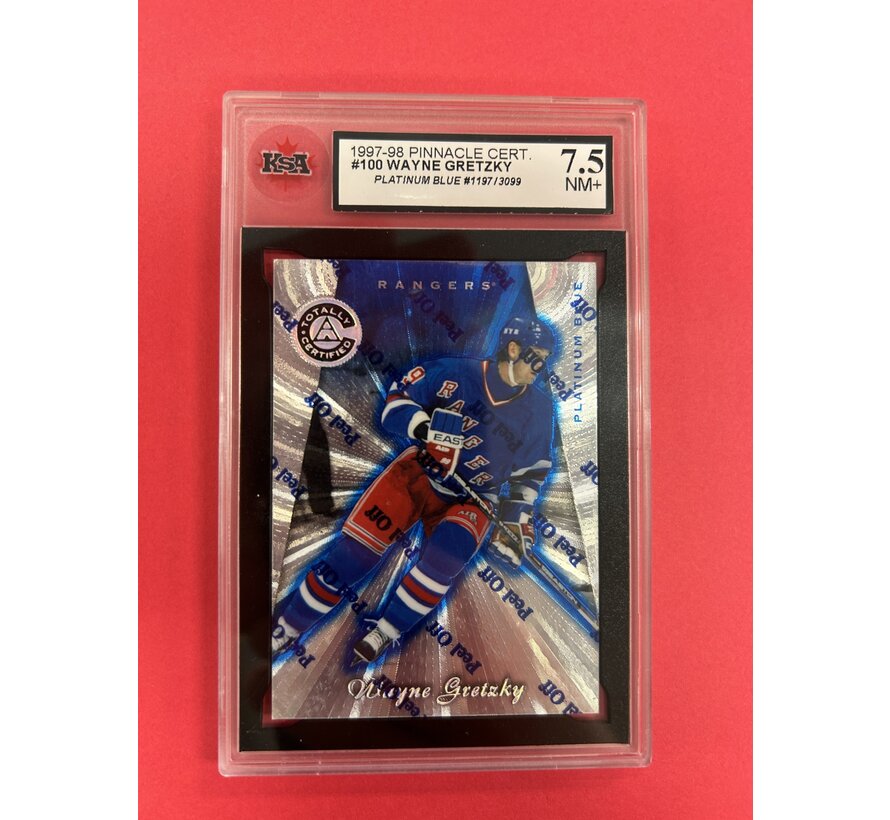 1997-98 PINNACLE CERT. #100 WAYNE GRETZKY PLATINUM BLUE KSA 7.5