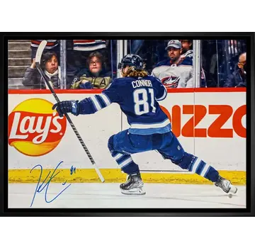 FRAMEWORTH KYLE CONNOR WINNIPEG JETS SIGNED FRAMED 20X29 GOAL CELEBRATION CANVAS AUTOGRAPH