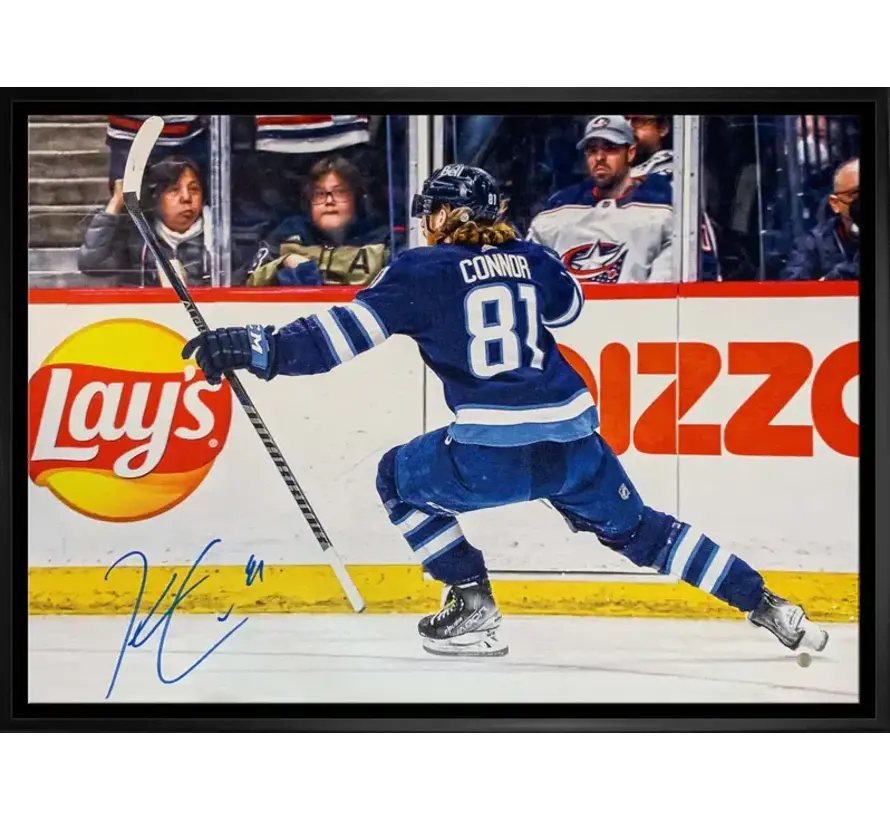 KYLE CONNOR WINNIPEG JETS SIGNED FRAMED 20X29 GOAL CELEBRATION CANVAS AUTOGRAPH