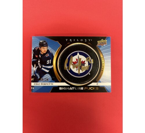 UPPER DECK 2022-23 UPPER DECK TRILOGY COLE PERFETTI SIGNATURE PUCKS /24