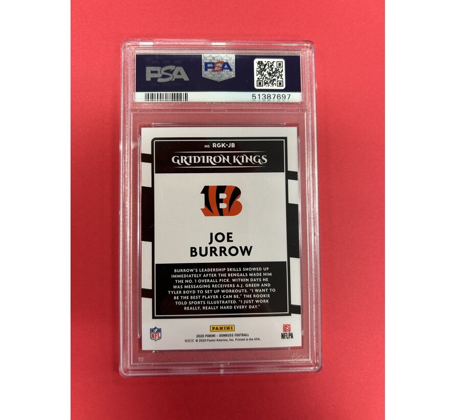 2020 PANINI DONRUSS JOE BURROW ROOKIE GRIDIRON KINGS PSA GRADED 9