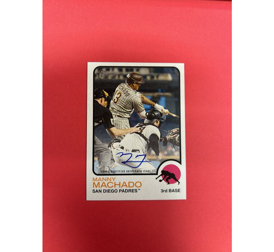 2022 TOPPS HERITAGE MANNY MACHADO BLUE INK AUTOGRAPH