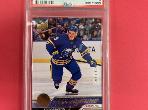 UPPER DECK 2023-24 UPPER DECK SERIES 2 ZACH BENSON YOUNG GUNS EXCLUSIVES PSA GRADED 8
