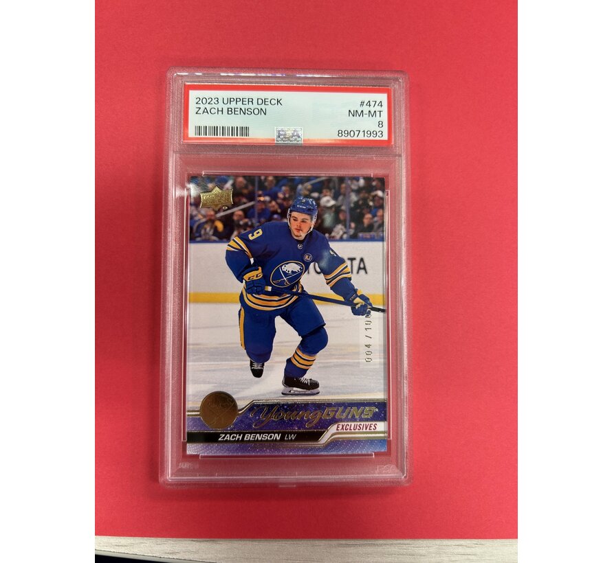 2023-24 UPPER DECK SERIES 2 ZACH BENSON YOUNG GUNS EXCLUSIVES PSA GRADED 8