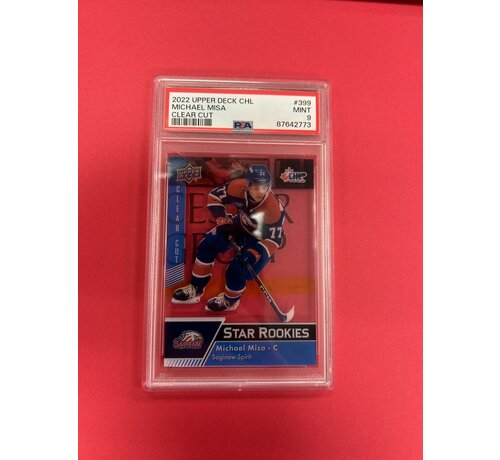 UPPER DECK 2022-23 UPPER DECK CHL MICHAEL MISA CLEAR CUT ROOKIES PSA GRADED 9