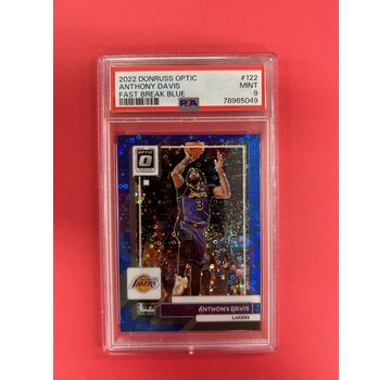 DONRUSS 2022-23 DONRUSS OPTIC ANTHONY DAVIS FASTBREAK BLUE /49 PSA GRADED 9