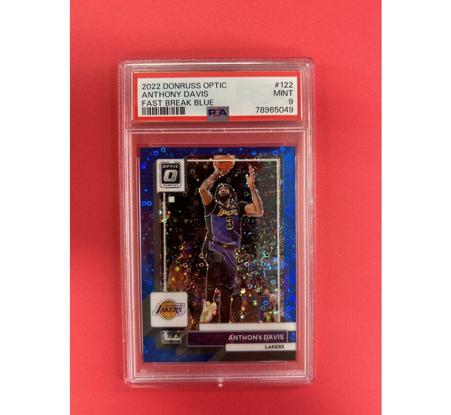 2022-23 DONRUSS OPTIC ANTHONY DAVIS FASTBREAK BLUE /49 PSA GRADED 9