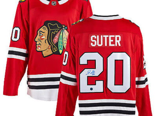 ADIDAS GARY SUTER BLACKHAWKS SIGNED JERSEY AJ SPORTS COA
