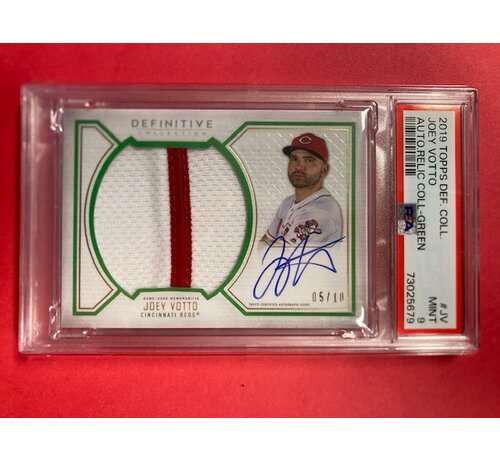 TOPPS 2019 DEFINITIVE COLLECTION GREEN AUTO RELIC JOEY VOTTO 05/10 #ARC-JV PSA 9