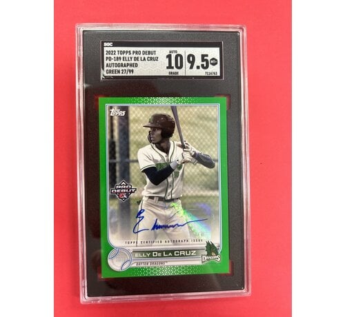 TOPPS 2022 TOPPS PRO DEBUT ELLY DE LA CRUZ AUTOGRAPH GREEN /99 SGC GRADED 9.5/10 AUTO