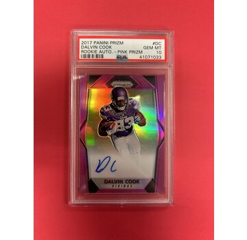 PANINI 2017 PANINI PRIZM DALVIN COOK ROOKIE AUTO PINK PRIZM PSA GRADED 10