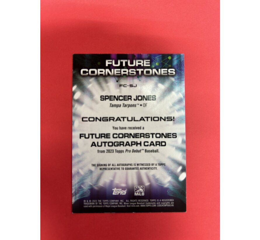 2023 TOPPS PRO DEBUT SPENCER JONES FUTURE CORNERSTONES AUTOGRAPH /99