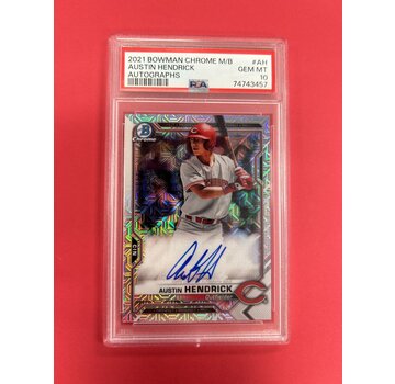 BOWMAN 2021 BOWMAN CHROME AUSTIN HENRICK MOJO REFRATOR AUTO PSA GRADED 10