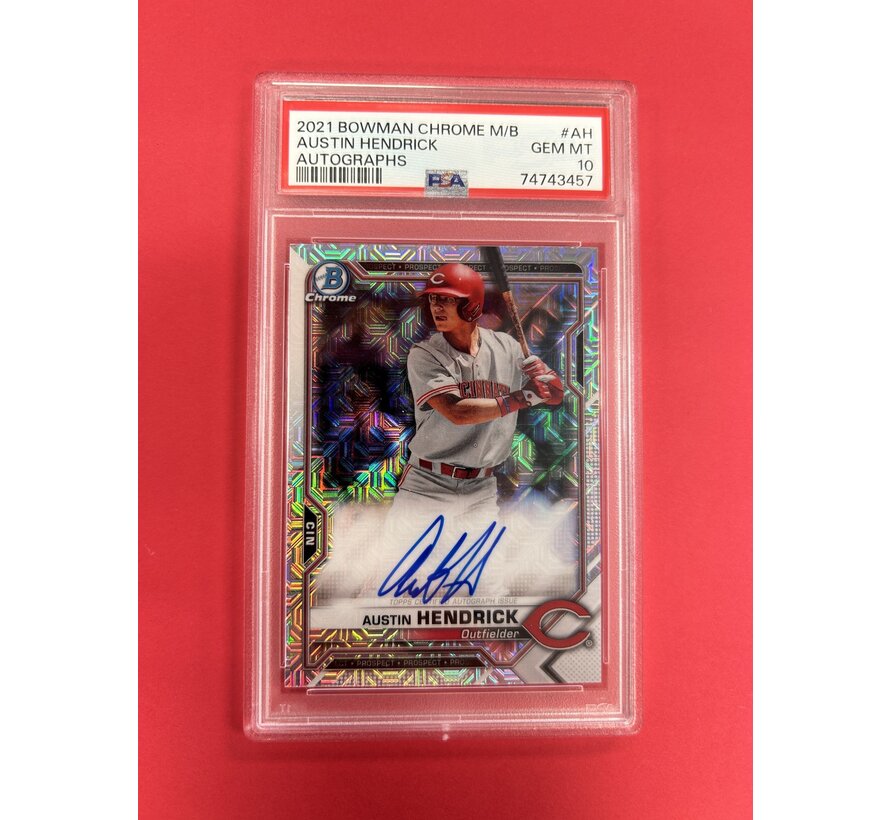 2021 BOWMAN CHROME AUSTIN HENRICK MOJO REFRATOR AUTO PSA GRADED 10