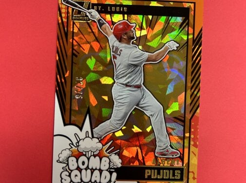 PANINI 2024 PANINI DONRUSS ALBERT PUJOLS BOMB SQUAD ORANGE CRACKED ICE /75