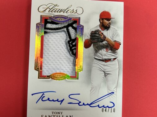 PANINI 2022 PANINI FLAWLESS TONY SANTILLAN ROOKIE PATCH AUTO /10