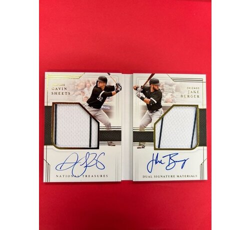 PANINI 2022 PANINI NATIONAL TREASURES BASEBALL JAKE BURGER GAVIN SHEETS DUAL SIGNATURE MATERIAL BOOKLETS /99