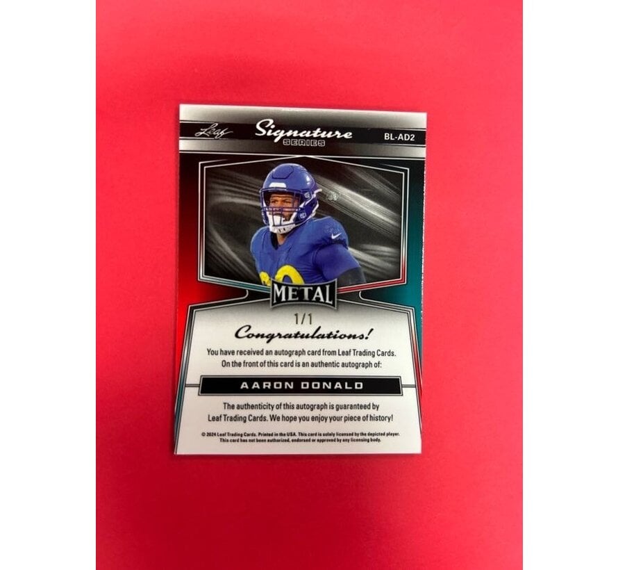 2024 LEAF METAL AARON DONALD SIGNATURE SERIES RUBY 1/1