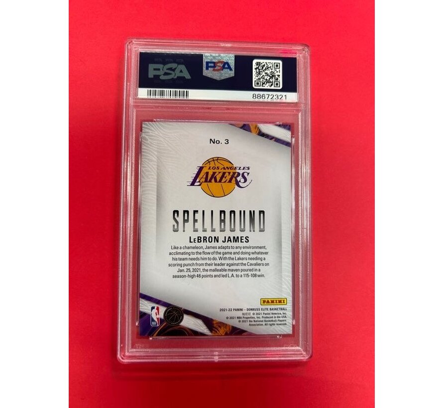 2021 DONRUSS ELITE LEBRON JAMES SPELLBOUND PSA GRADED 9