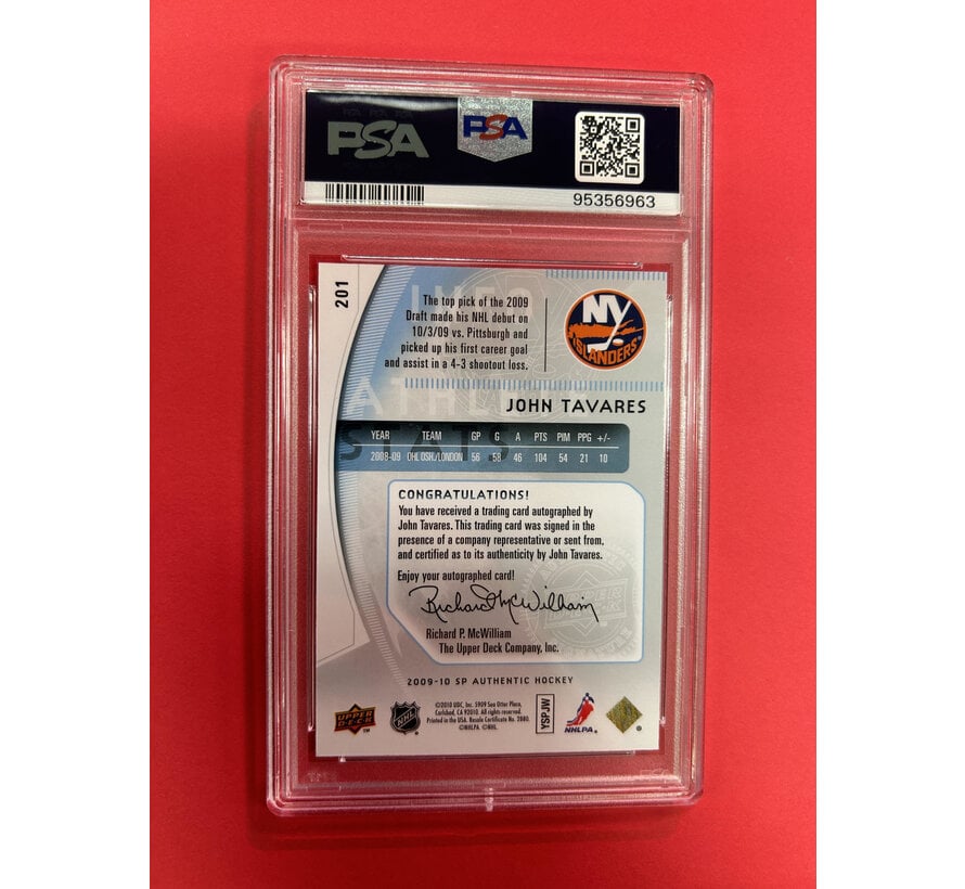 2009-10 SP AUTHENTIC JOHN TAVARES FUTURE WATCH AUTOGRAPHS PSA GRADED 10