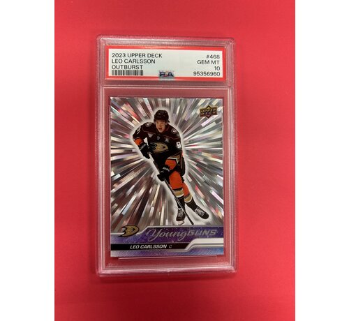 UPPER DECK 2023-24 UPPER DECK SERIES 2 LEO CARLSSON YOUNG GUNS OUTBURST PSA GRADED 10