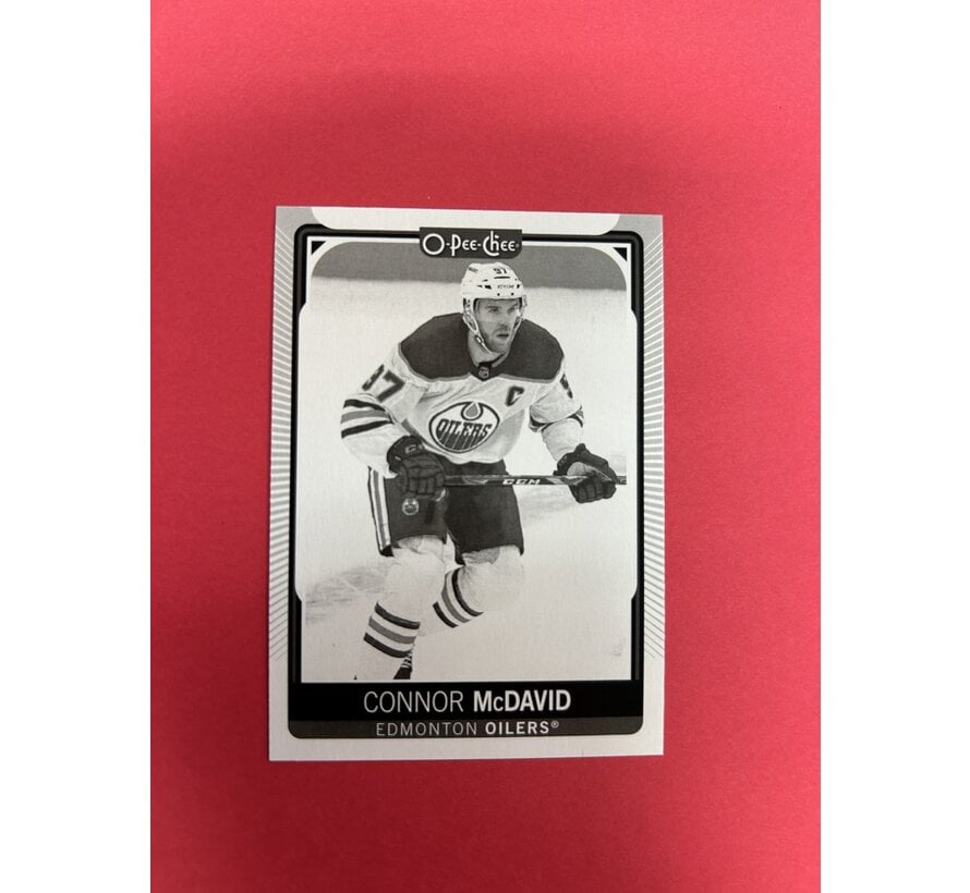 2021-22 O-PEE-CHEE CONNOR MCDAVID BLACK AND WHITE SSP