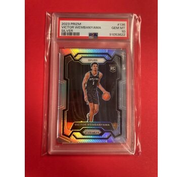 PANINI 2023-24 PRIZM SILVER ROOKIE VICTOR WEMBANYA #136 PSA 10