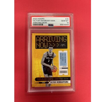 PANINI 2023-24 PANINI NBA HOOPS VICTOR WEMBANYAMA ARRIVING NOW PSA GRADED 10