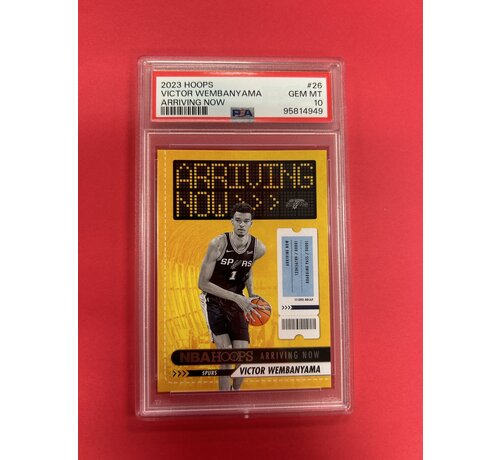 PANINI 2023-24 PANINI NBA HOOPS VICTOR WEMBANYAMA ARRIVING NOW PSA GRADED 10