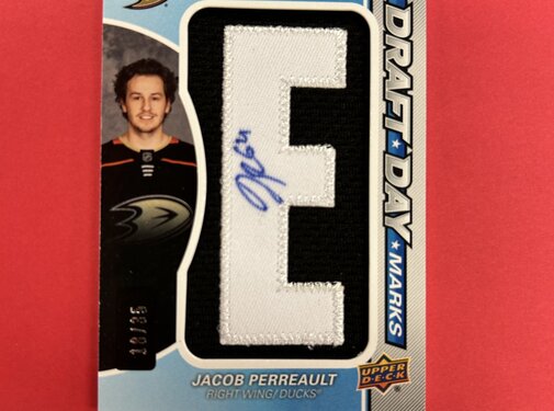 UPPER DECK 2021-22 UPPER DECK SP GAME USED JACOB PERREAULT DRAFT DAY MARKS /35