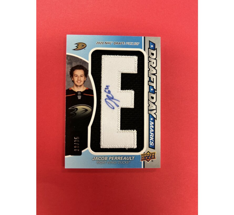 2021-22 UPPER DECK SP GAME USED JACOB PERREAULT DRAFT DAY MARKS /35