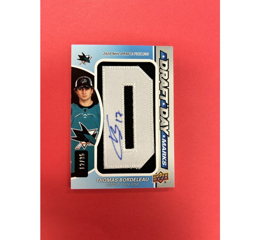2022-23 UPPER DECK SP GAME USED THOMAS BORDELEAU DRAFT DAY MARKS /35