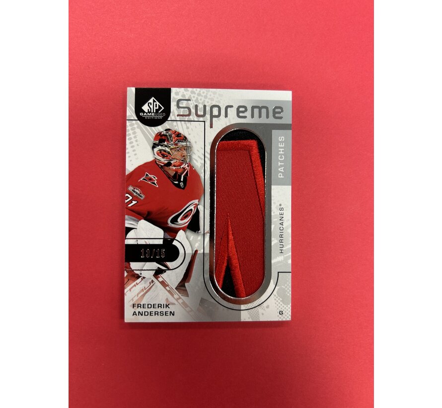 2022-23 UPPER DECK SP GAME USED FREDERIK ANDERSEN SUPREME PATCHES /15