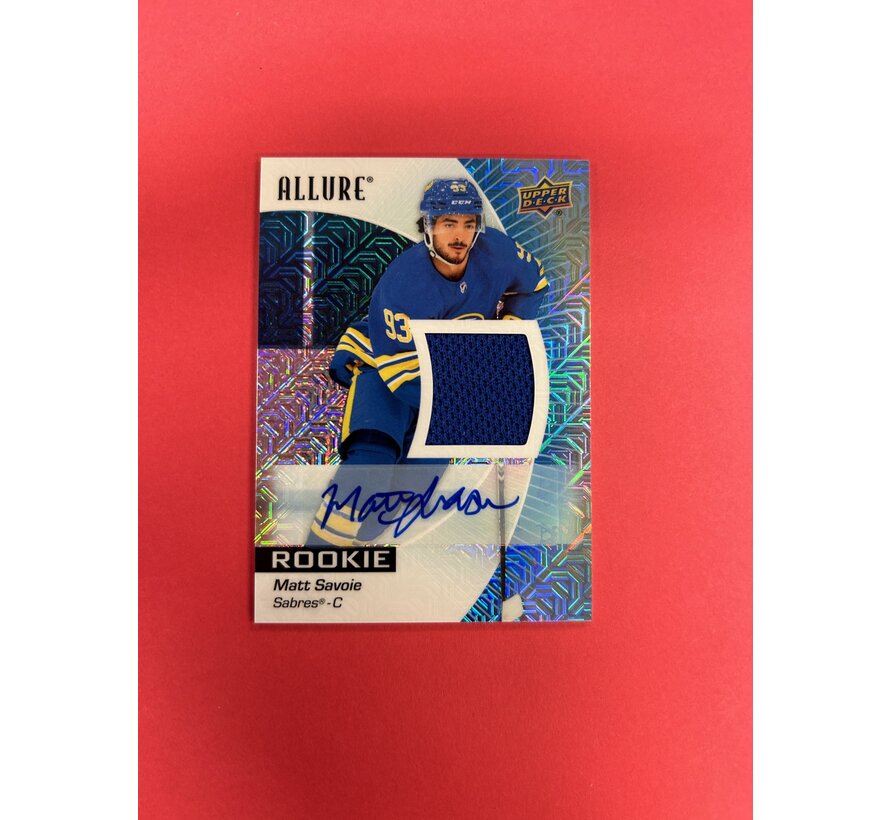 2023-24 UPPER DECK ALLURE MATT SAVOIE BLUE LINE AUTO JERSEY /75