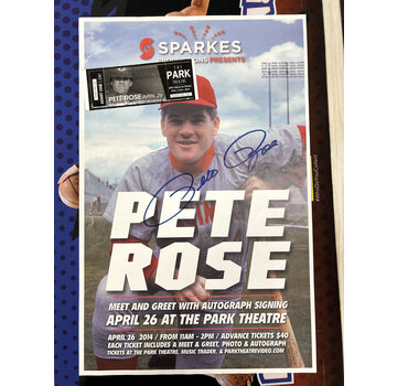 PETE ROSE AUTOGRAPHED POSTER WITH TICKET