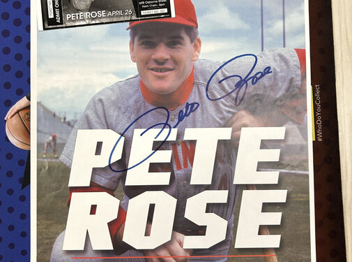 PETE ROSE AUTOGRAPHED POSTER WITH TICKET