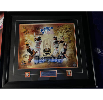 BALTIMORE ORIOLES 1983 WORLD SERIES TEAM SIGNED PICTURE FRAMED WITH PINS