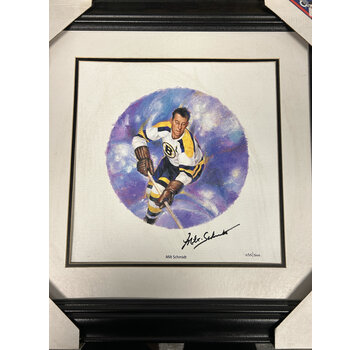 MILT SCHMIDT SIGNED FRAMED CANVAS /499