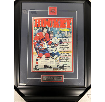 GUY LAPOINTE SIGNED FRAME PICTURE NEWSPAPER WITH PIN
