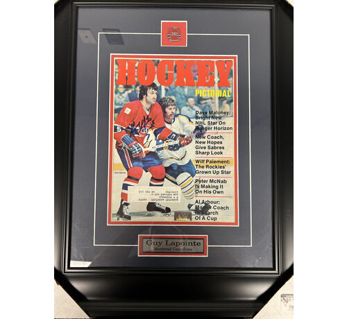 GUY LAPOINTE SIGNED FRAME PICTURE NEWSPAPER WITH PIN