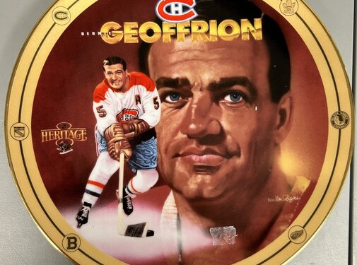 BERNIE GEORFFION BOOM BOOM LEGENDS OF HOCKEYS GOLDEN ERA COMMEMORATIVE PLATE