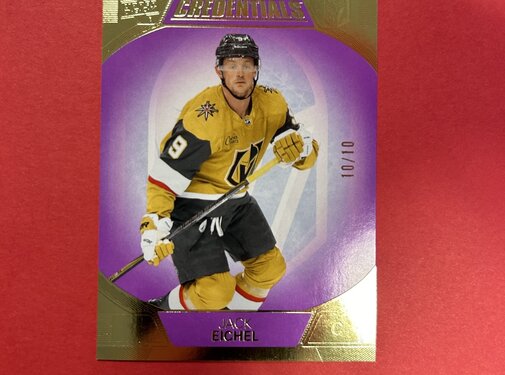 UPPER DECK 2022-23 UPPER DECK CREDENTIALS JACK EICHEL PURPLE 10/10